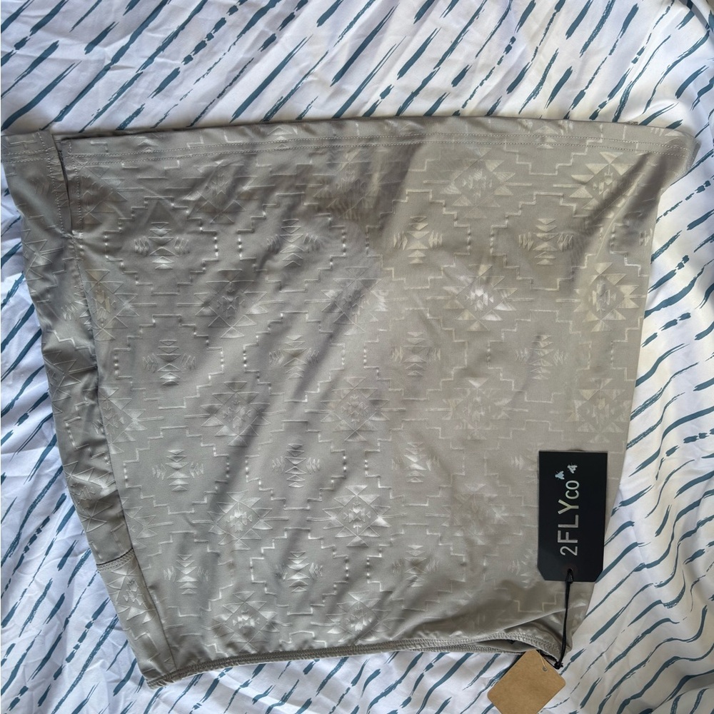 Beige Patterned Mini Skirt